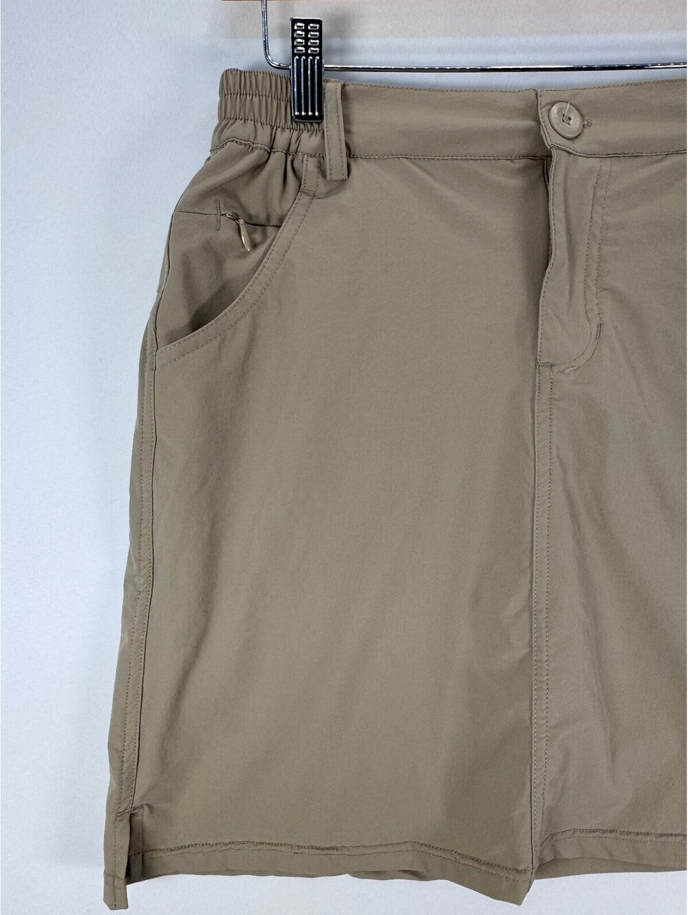 Khaki Hiking Skort Women’s XS High Rise Stretch Utility Travel Zip Pockets - Picture 2 of 8